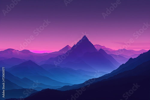 幻想的な山々の景色の壁紙、背景画