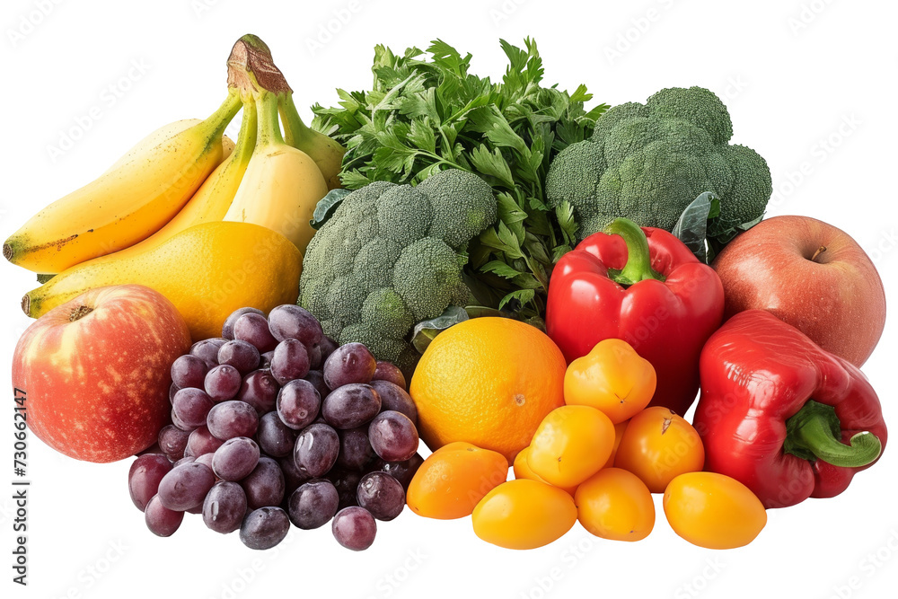 Vibrant Cornucopia of Fresh Fruits and Vegetables in Studio Light Vibrant Cornucopia of Fresh Fruits and Vegetables in Studio Light