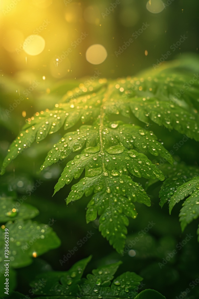 Lush Fern Foliage in the Misty Forest at Dawn Lush Fern Foliage in the Misty Forest at Dawn
