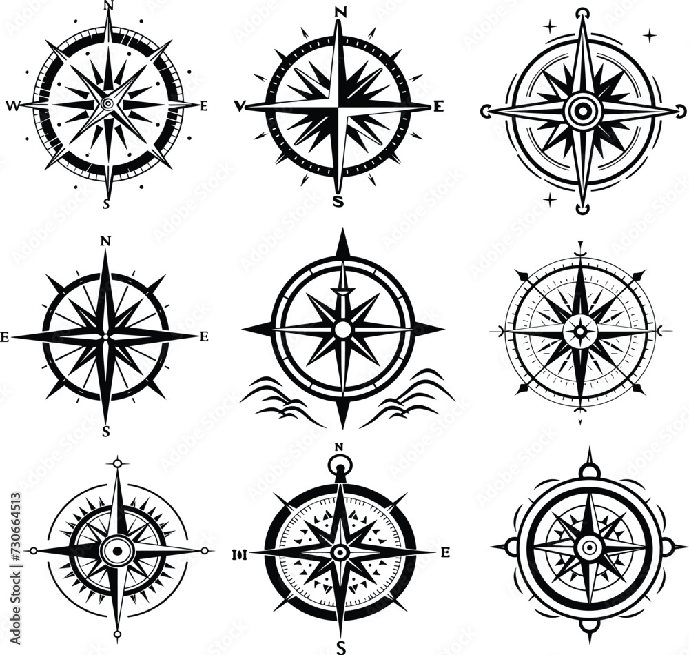 compass silhouette set vector illustration,
compass silhouette set vector illustration,