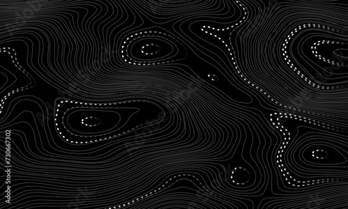 Abstract wavy topographic map. Abstract wavy and curved lines background. Abstract geometric topographic contour map background.