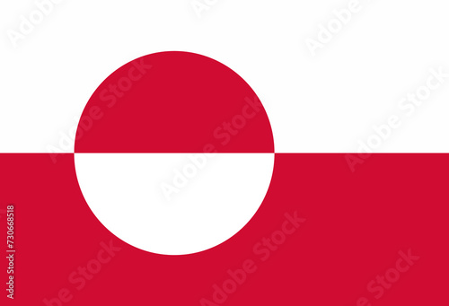 Close-up of vector graphic of red and white national flag of autonomous territory of Greenland. Illustration made February 7th, 2024, Zurich, Switzerland. photo