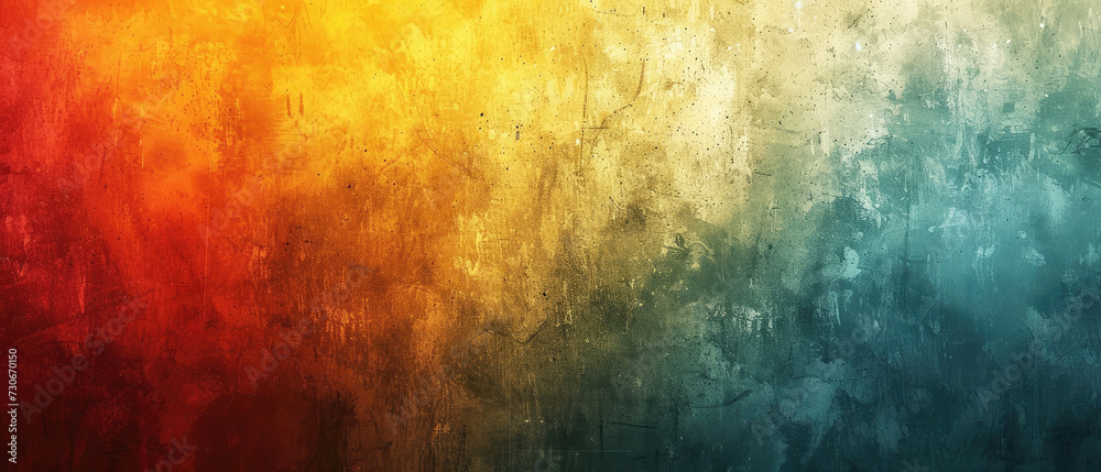 Grunge Abstract Watercolor Background with Colorful Paint Texture and Fiery Elements banner copy space area