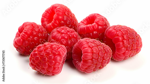 Group of raspberries isolated on white background