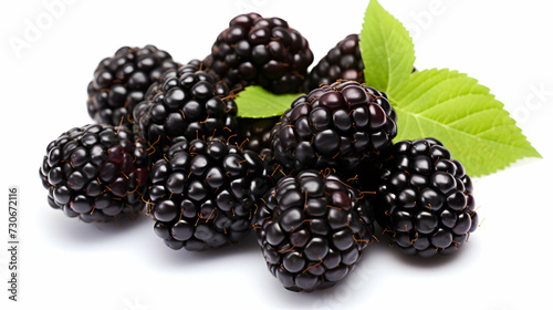 Close-up of blackberry on a white background. Fresh and juicy. 