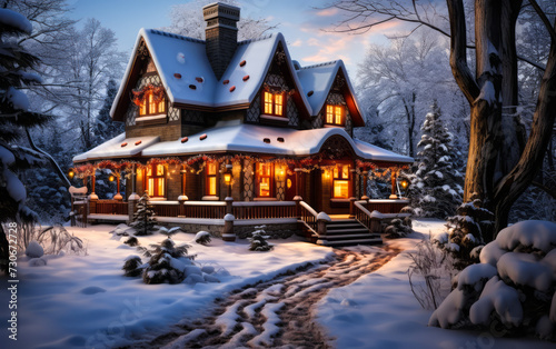 Christmas Decorated Cozy Country House