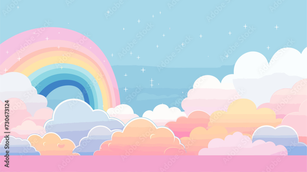 Rainbow background vector design inspired by the beauty of colors using a variety of rainbow symbols clouds and a clean color palette to evoke a sense of joy and beauty in a visually dynamic Rainbow background vector design inspired by the beauty of colors using a variety of rainbow symbols clouds and a clean color palette to evoke a sense of joy and beauty in a visually dynamic