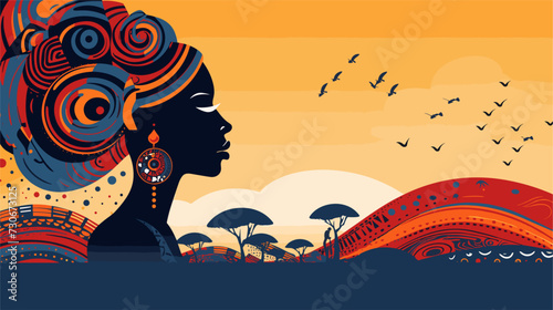 Abstract African wallpaper design with a focus on diversity  utilizing a vibrant color palette  tribal elements  and a visually dynamic composition that celebrates the richness of African