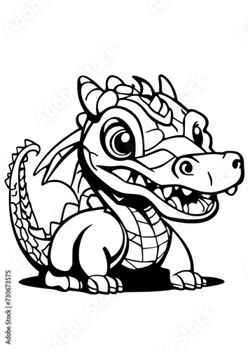 Baby Dragon SVG Vector Cut File Template Silhouette | Outline Vector