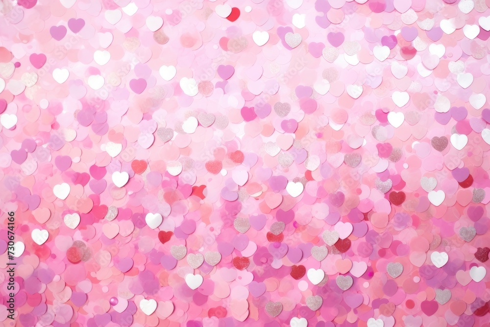 An image featuring a pink background adorned with a multitude of heart patterns.