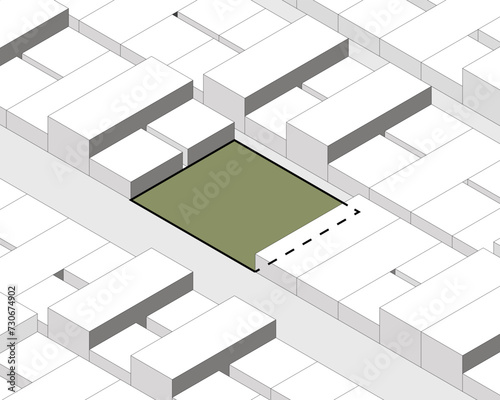 isometric area outline architecture space urban building modern illustration vector. isometric line town street exterior downtown design landscape construction district house. isometric architect.