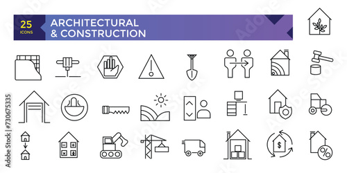 Architecture and construction line design icon pack vector icons collection