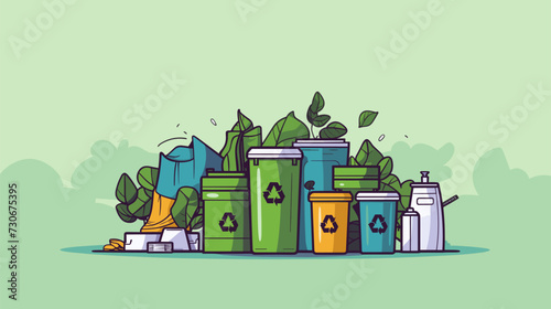 Recycle-themed vector background with a serene and eco-conscious atmosphere  showcasing recycling bins  arrows  and a clean color scheme to create a visually dynamic and environmentally friendly