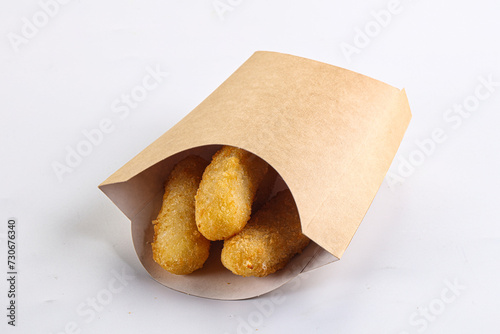 Breaded cheese sticks snack appetizer photo