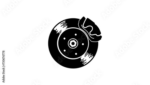 car brake disc sign, black isolated silhouette