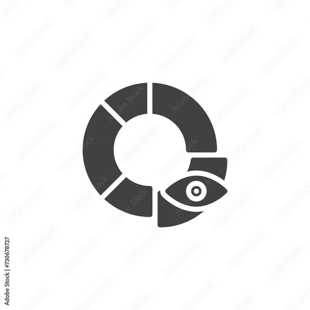 Donut chart with eye vector icon Donut chart with eye vector icon