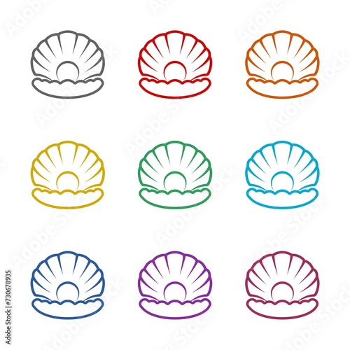 Pearl logo icon isolated on white background. Set icons colorful