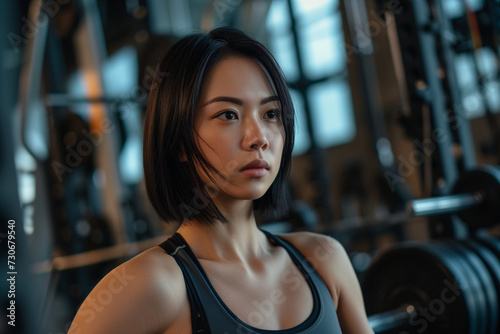 a lady working out in a gym with focused determination