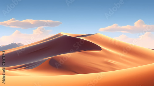 Sand dunes in desert landscape  3d rendering of beautiful desert