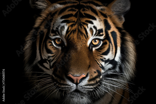Tiger face on black background © ebhanu