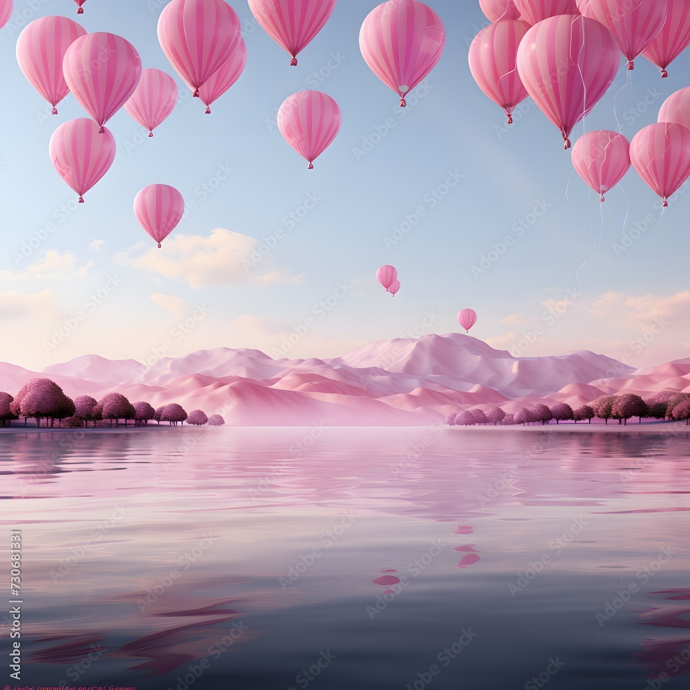 Fototapeta premium featuring a horizon with pink ribbons