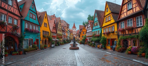 Colorful Alleyway in a German Town Generative AI photo