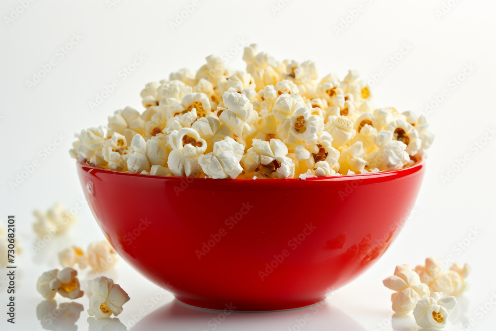 Knuspriges Popcorn in einem leuchtend roten Behälter