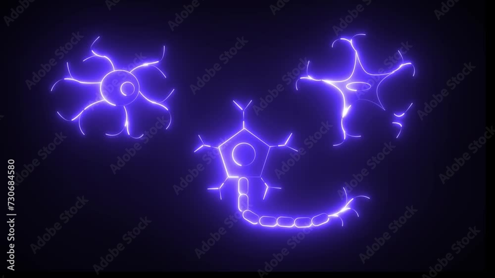 Neon glowing light neuron neuron is structural and functional unit of