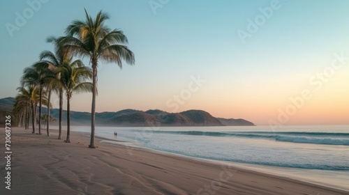 Peaceful Morning on a Deserted Beach with Gentle Waves and Clear Skies © Matthew