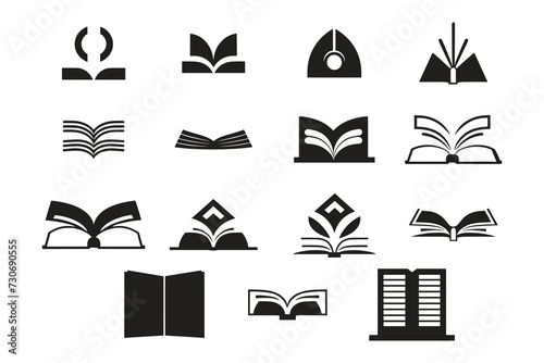 open book logo or badge in bookstore concept in Vintage or retro style