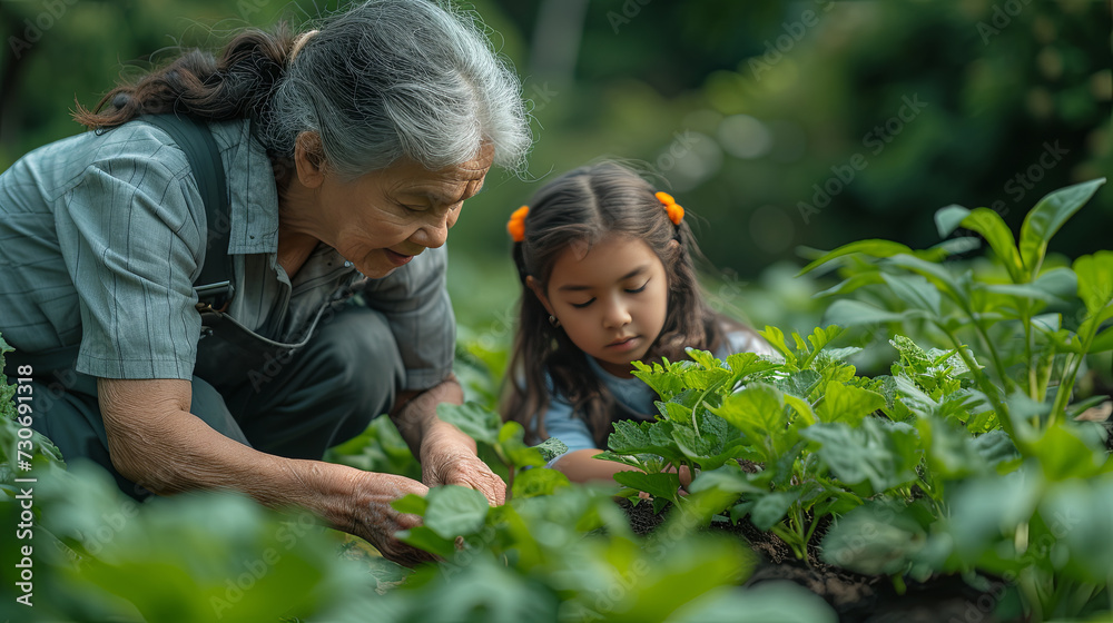 Family planting togther Family planting togther