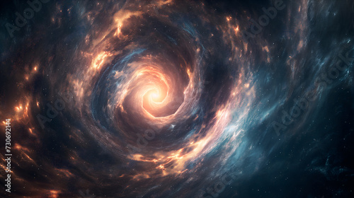 Galactic Wonder: Sci-Fi Black Hole Burst amidst Nebula's Depths, Bright Colors, Swirling Patterns, Viewed from Distance