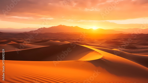 Desert landscape, sand dunes with wavy pattern © ma