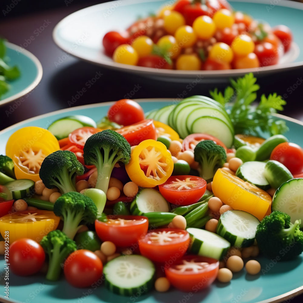 Leckerer Salat auf Tellern Leckerer Salat auf Tellern