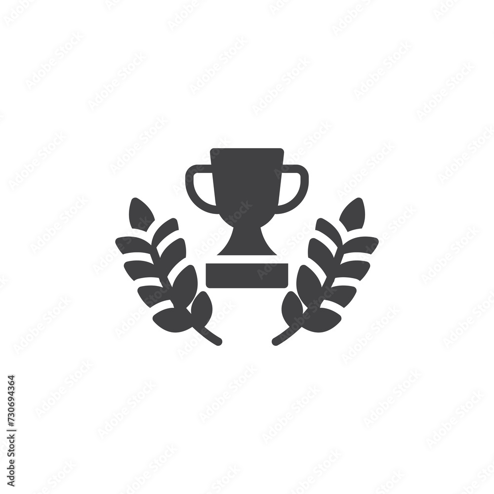 Cup with laurel vector icon Cup with laurel vector icon