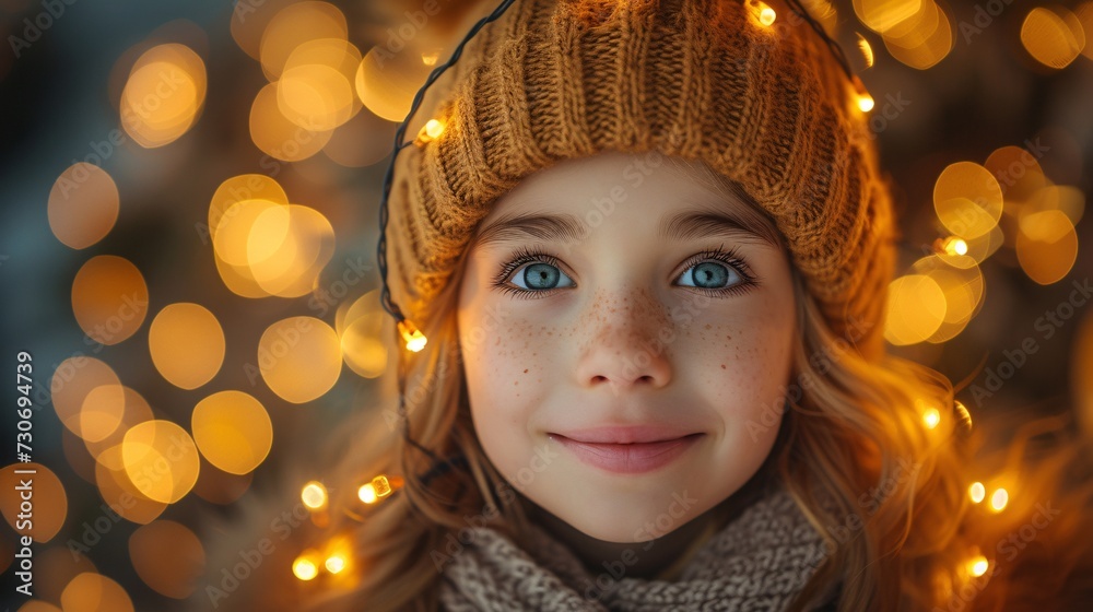Glowing Girl in Winter Hat Generative AI Glowing Girl in Winter Hat Generative AI