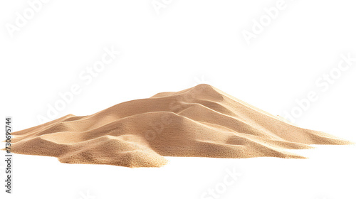 Desert sand pile, dune isolated on white background photo