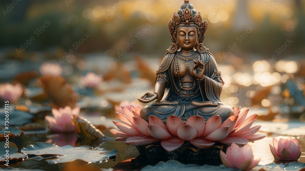 Buddha in the Flower Garden: A Serene and Spiritual Experience Generative AI