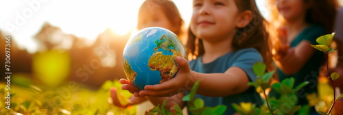 background with a focus on environmental education, with visuals, saving the planet from climate change, sustainable development and environmental awareness.