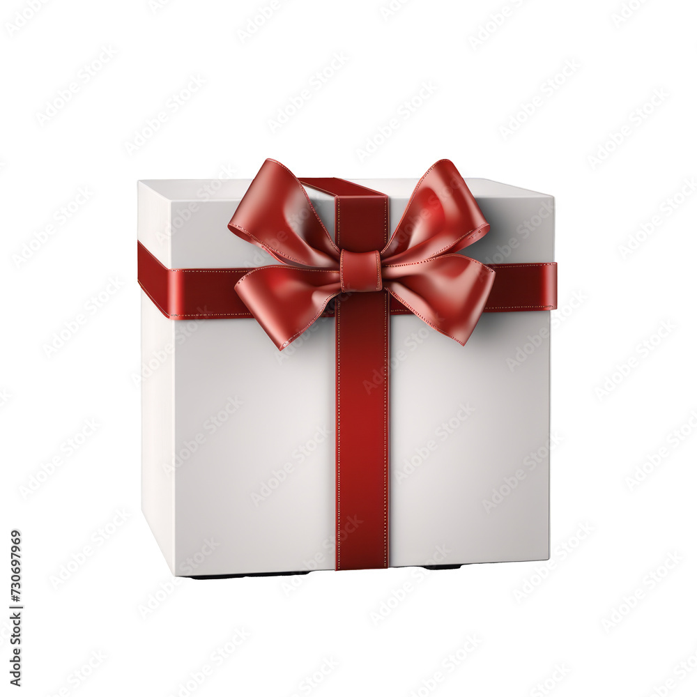 White Gift Box with Red Ribbon - Transparent Background PNG White Gift Box with Red Ribbon - Transparent Background PNG