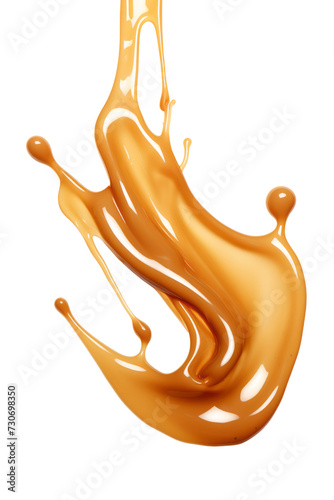 Caramel Liquid Splash Isolated on Transparent Background - High Resolution PNG