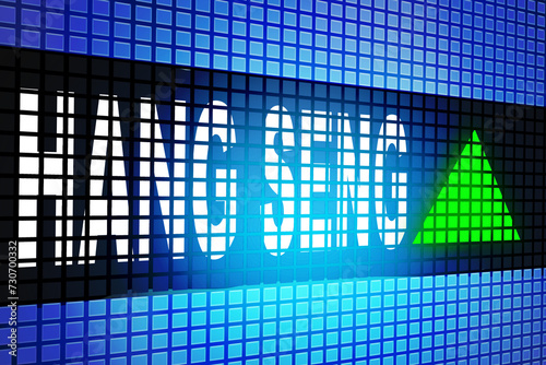 Hang Seng Index word on the display banner, 3d rendering photo