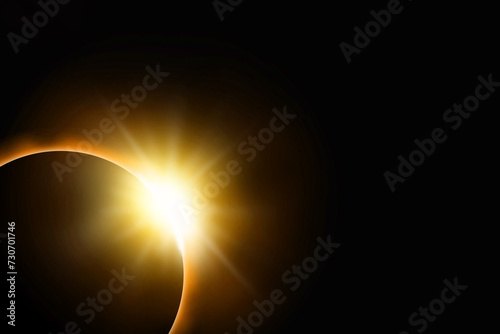 Fototapeta Naklejka Na Ścianę i Meble -  Total solar eclipse. Sunbeam on black sky