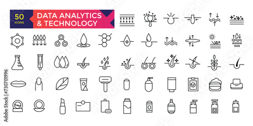 Skin Care and Beauty cosmetics icons set for infographics mobile ux ui kit