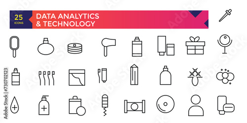 Skin Care and Beauty cosmetics icons set for infographics mobile ux ui kit