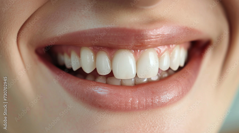 Close-Up of Womans Bright Smile With White Teeth Close-Up of Womans Bright Smile With White Teeth