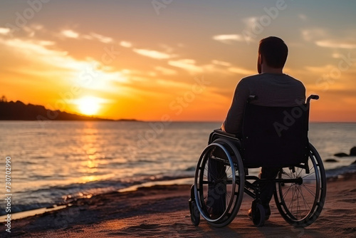Man in Wheelchair Mesmerized by Sunset