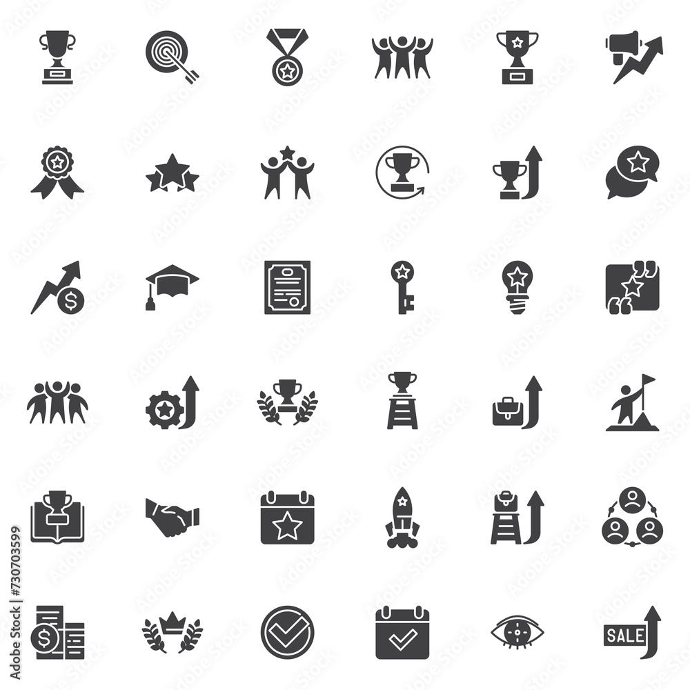 Successful business vector icons set