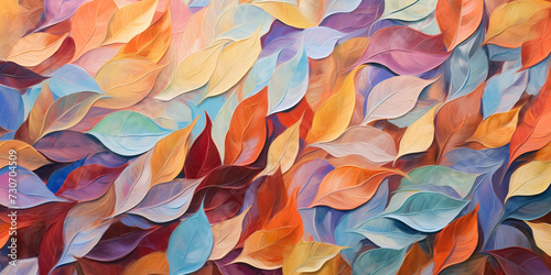 Abstract beautiful multi-colored leaf shaped brush strokes background