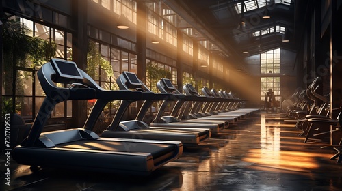 A photo of the interior of a modern fitness cen photo